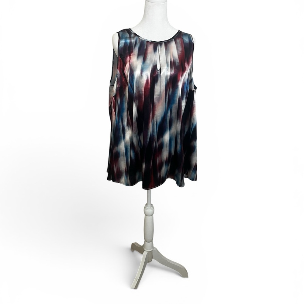 torrid Multicolor Satin-Effect Sleeveless Top - Blue/Black/Burgundy